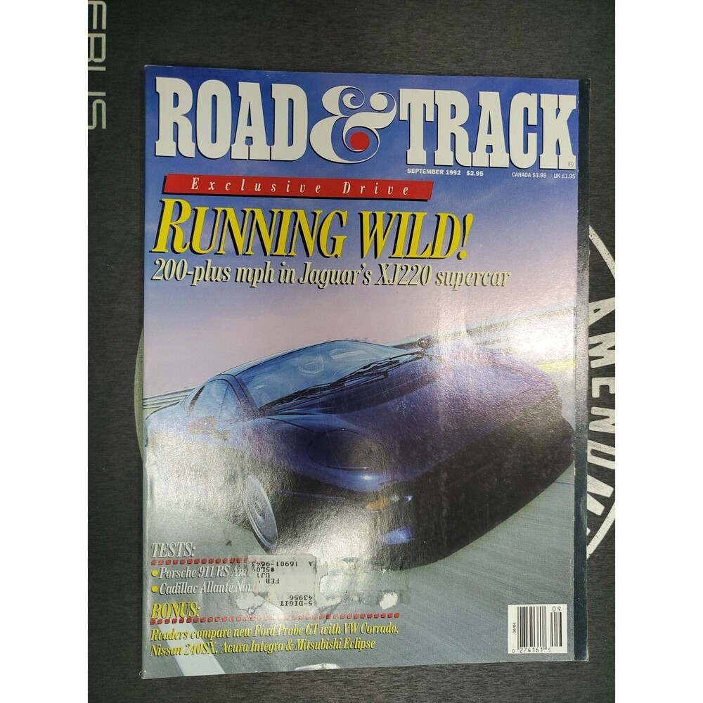 Road & Track Magazine September 1992 200 MPH Jaguar XJ220